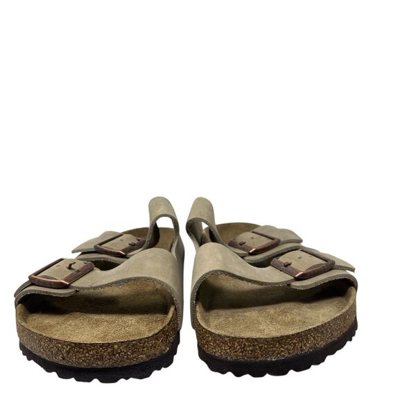 Birkenstock Arizona Sandals Mens 10 Taupe Oiled Leather Slip On Soft Footbed - Picture 3 of 12